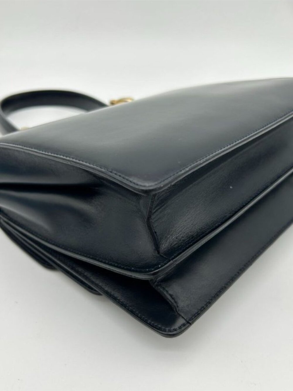 Celine Vintage Double Flap Handbag Small Leather Black - Picture 10 of 13